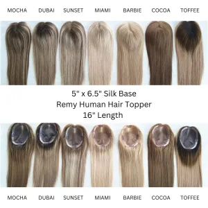 16'' Remy Human Hair Toppers 5 x 6.5 Silk Base