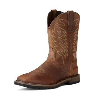 ARIAT GROUNDBREAKER BROWN WIDE SQUARE TOE WORK BOOT