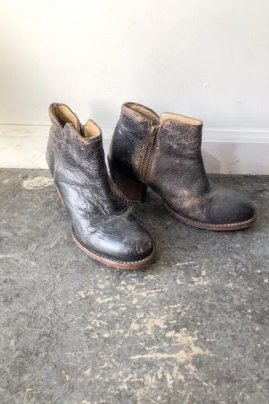 Bed Stu Black Crackle Ankle Boots