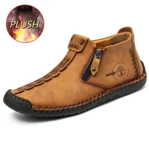 Bootara Men’s Octopus High-Top Zipper Boots with Fleece Lining Handmade Work Boots