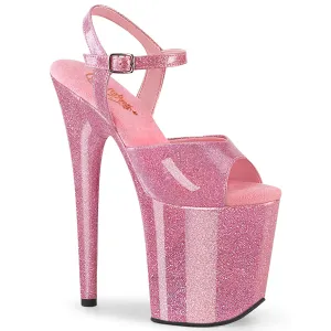 Flamingo-809GP Baby Pink Glitter Patent, 8" Heels