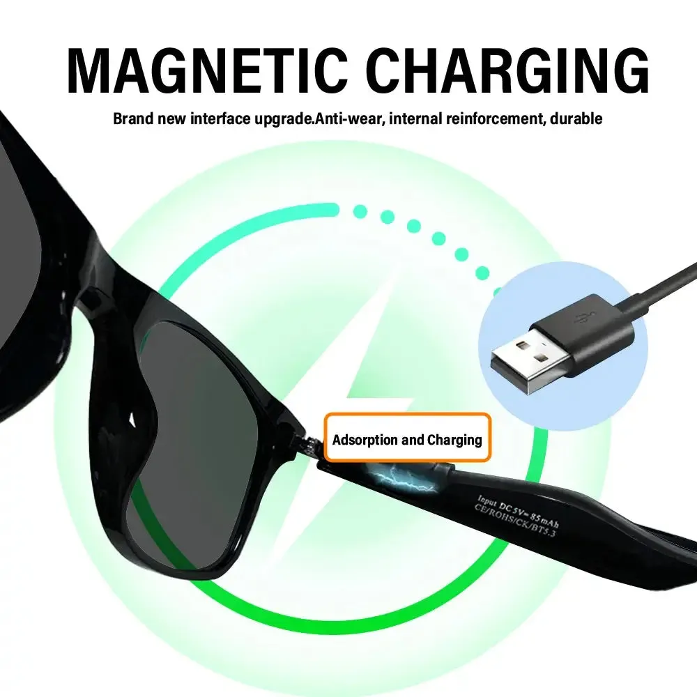 LAXASFIT E13 Bluetooth Smart Glasses With Automatic Adjustment Wireless Bluetooth Headset Anti Blue Light Sunglasses Man Woman