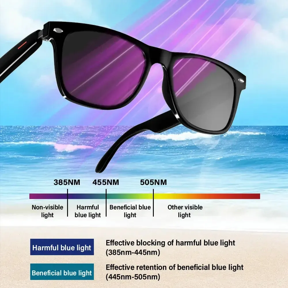 LAXASFIT E13 Bluetooth Smart Glasses With Automatic Adjustment Wireless Bluetooth Headset Anti Blue Light Sunglasses Man Woman