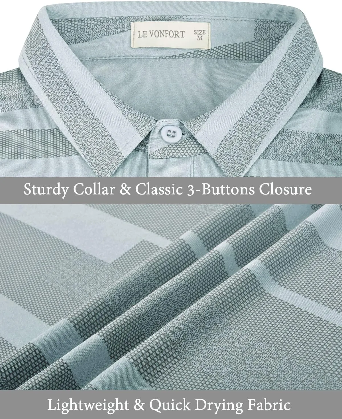 Long Sleeve Polo Shirts for Men Casual Dress Polo Tee Shirts Lightweight Quick Dry Collared Golf Shirt