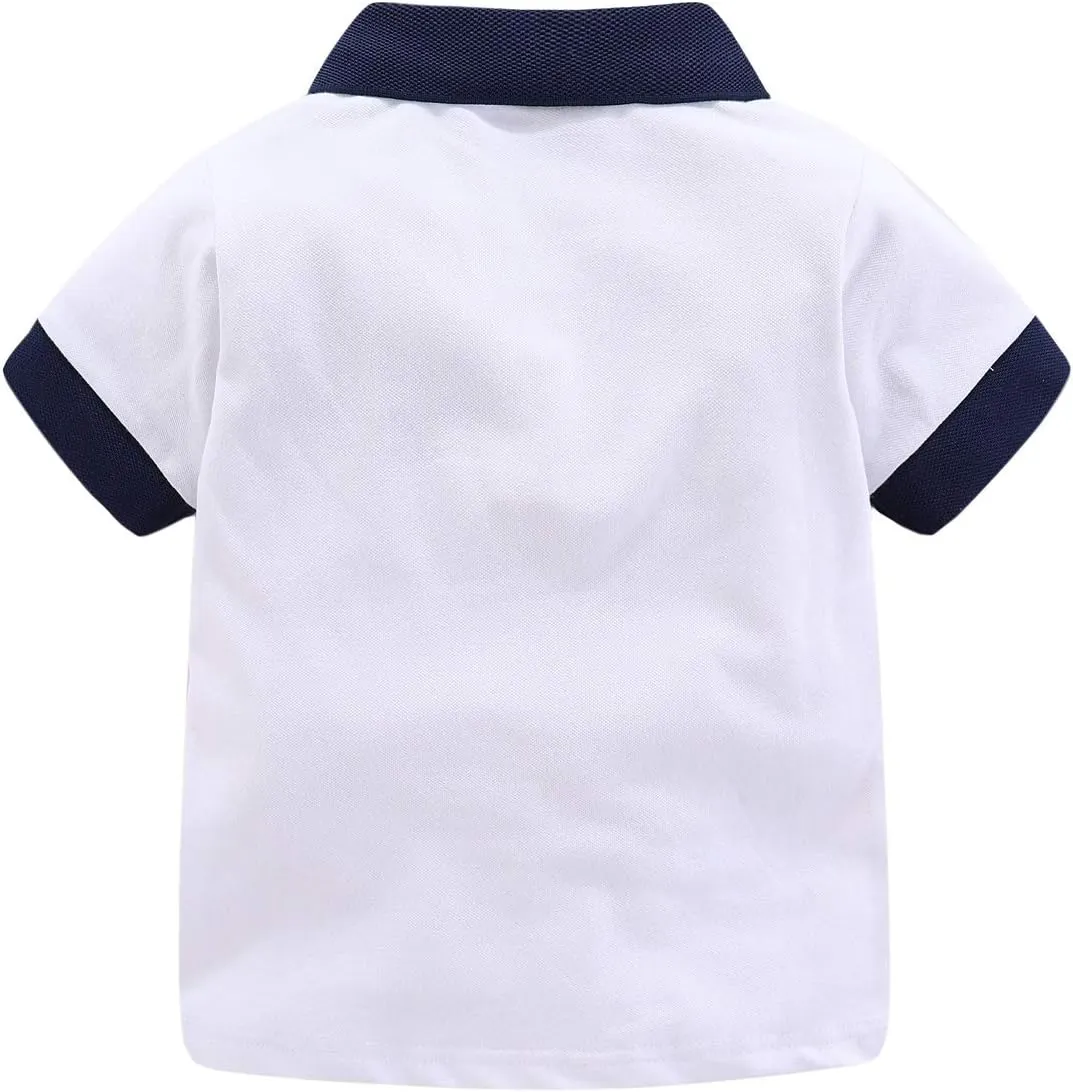 Mud Kingdom Boys Pique Polo Shirts for Toddler Short Sleeve Stripe Plain 1-9 Years