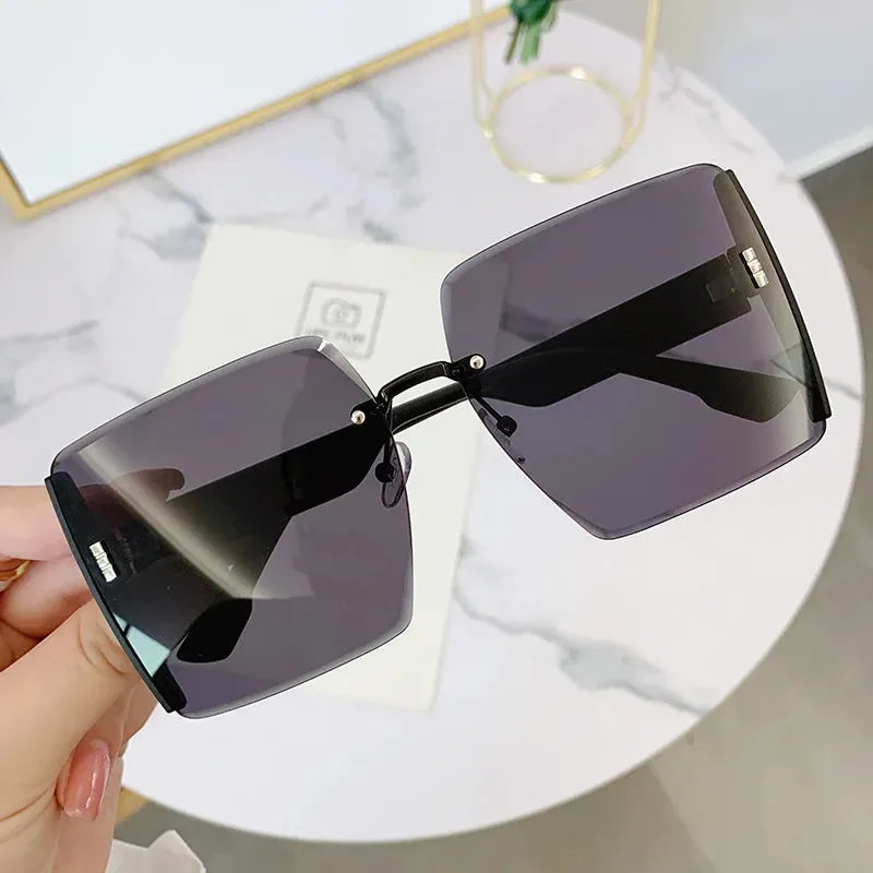 New Vintage Square Sunglasses Woman Classic Retro Gradient Mirror Frameless Sun Glasses Female Fashion Rimless Oculos De Sol