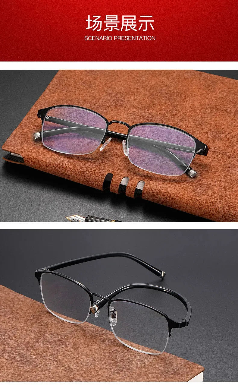 Photochromic Eyewear Multifocal Smart Zoom Sunglasses Anti-blue Light Far Sight Glasses Unisex Half Frame Presbyopia Glasses