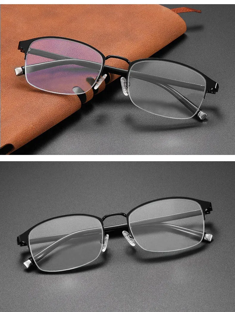 Photochromic Eyewear Multifocal Smart Zoom Sunglasses Anti-blue Light Far Sight Glasses Unisex Half Frame Presbyopia Glasses