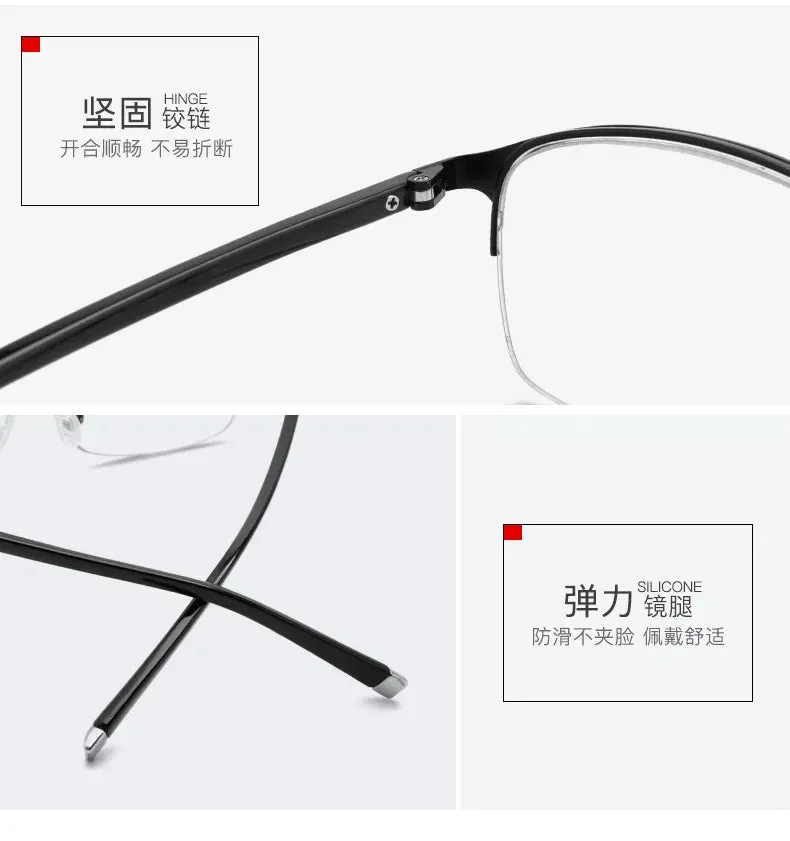 Photochromic Eyewear Multifocal Smart Zoom Sunglasses Anti-blue Light Far Sight Glasses Unisex Half Frame Presbyopia Glasses