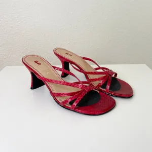 Red Strappy Kitten Heels