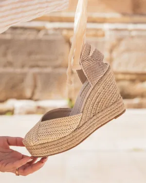 Sandale femme compensée beige - Albertine