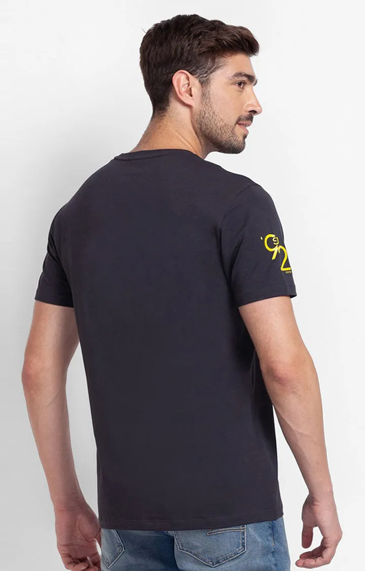 Spykar Slate Grey Cotton Half Sleeve Plain Casual T-Shirt For Men