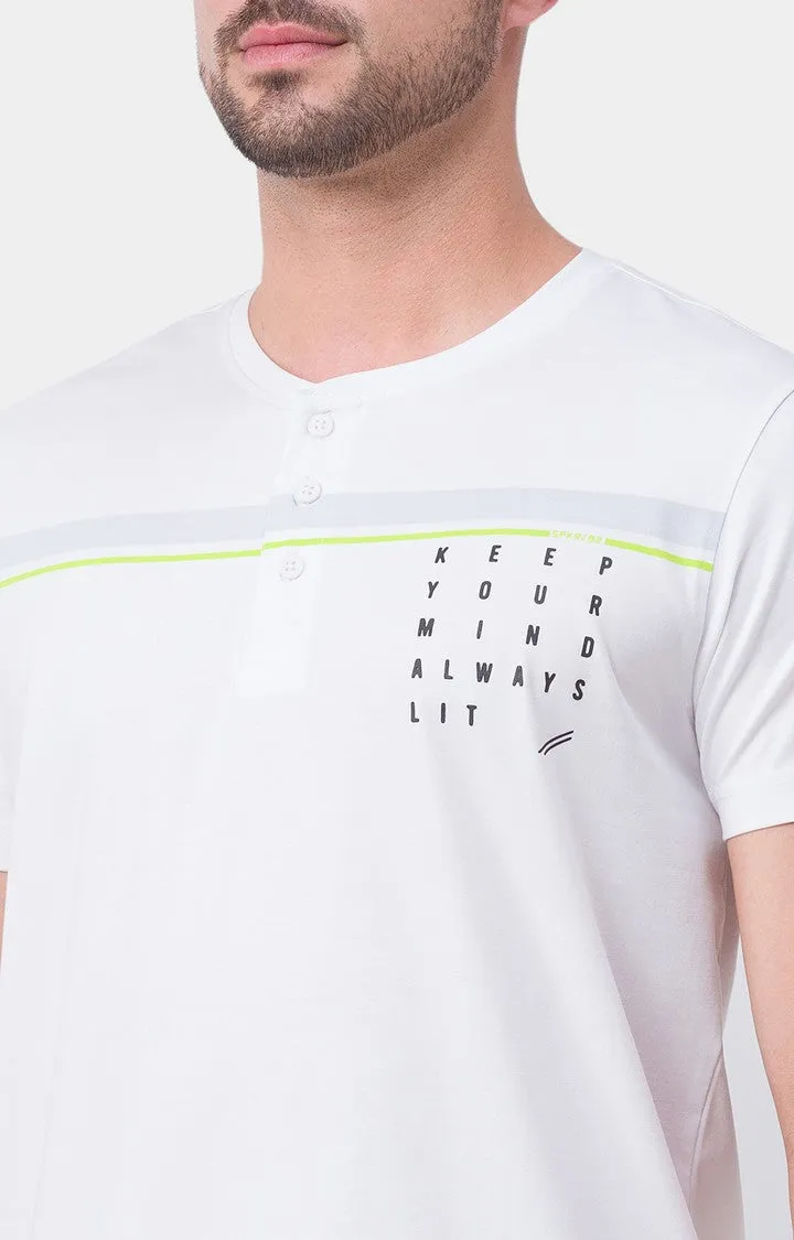 Spykar White Cotton Half Sleeve Plain Casual T-Shirt For Men