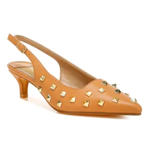 Stud Embellished Kitten Heels